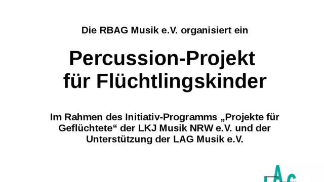 Percussion-Projekt für Flüchtlingskinder